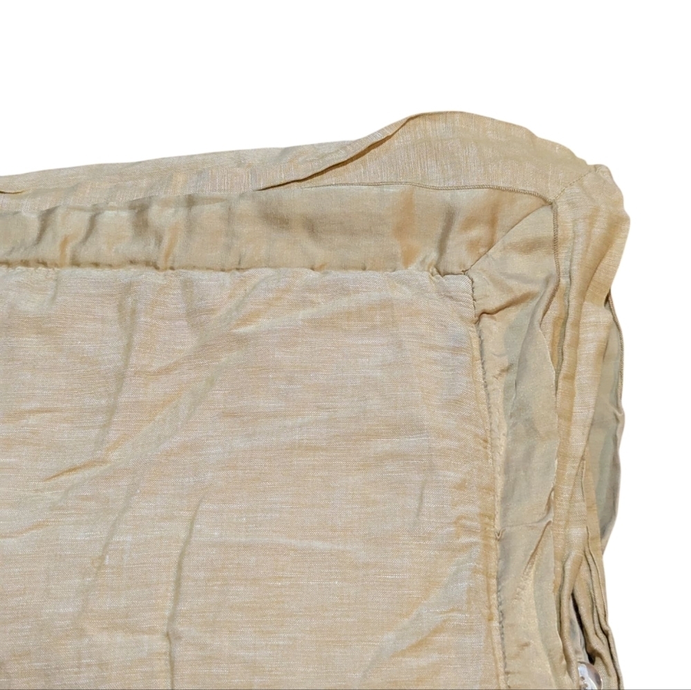 Pottery Barn Linen Cotton King Duvet Gold Mustard Yellow Silk Trim Quiet Luxury - Picture 2 of 6
